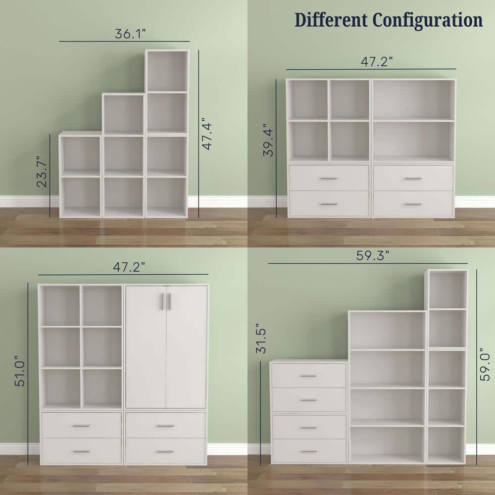 White Stackable 3-Tier Wood Cube Storage Bookcase