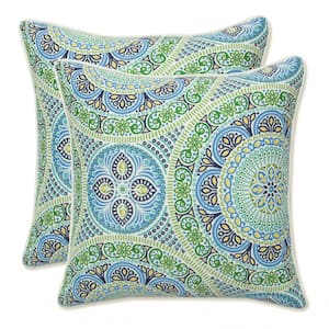 Blue Square Outdoor Square Throw Pillow 2-Pack