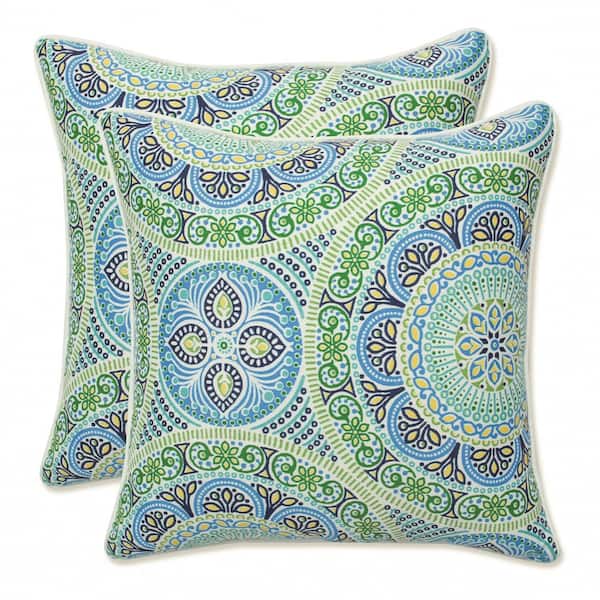Pillow Perfect Blue Square Outdoor Square Throw Pillow 2-Pack