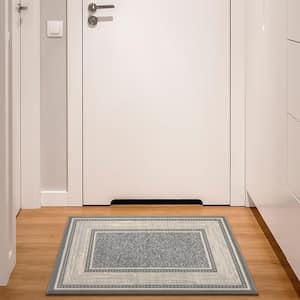 Ottohome Collection Non-Slip Rubberback Bordered Design 2x3 Indoor Entryway Mat, 2 ft. 3 in. x 3 ft., Gray