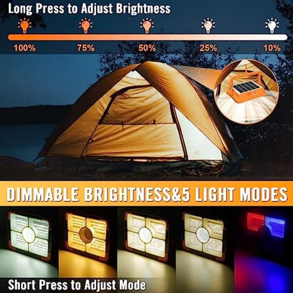 100W Rechargeable LED Floodlight, 10000lm Portable Work Light With Solar Panel, 5 Modes Of Outdoor Light, Used For Camping, Construction Sites Garages Workshops 100W Rechargeable LED Floodlight, 10000lm Portable Work Light With Solar Panel, 5 Modes Of Outdoor Light, Used For Camping, Construction Sites Garages Workshops