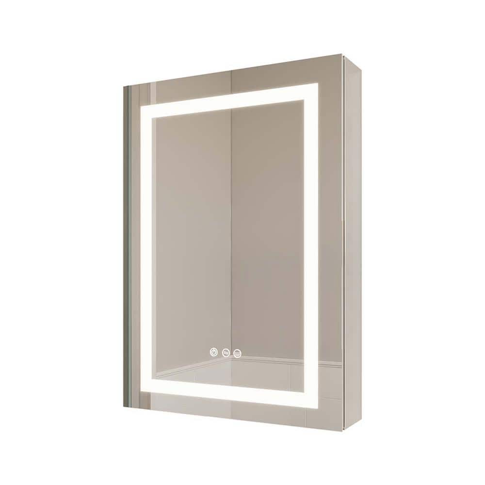 20 in. W x 26 in. H Rectangular Aluminum Medicine Cabinet with Mirror LED M
