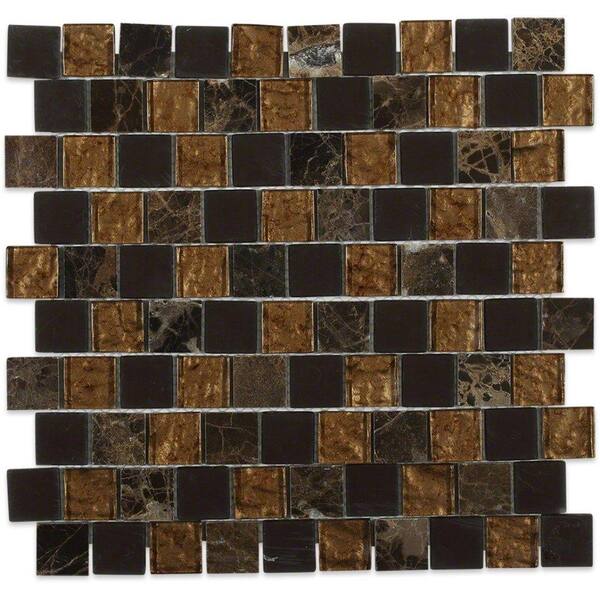 Ivy Hill Tile Inheritance Brown Terra Marble and Glass Mosaic Wall Tile - 3 in. x 6 in. Tile Sample