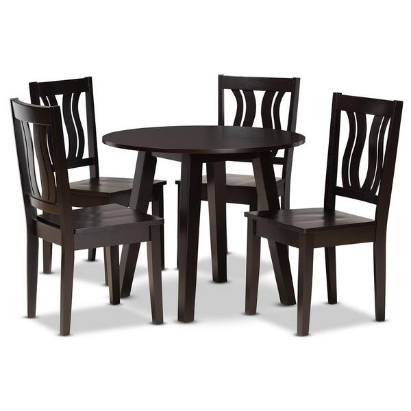 Baxton Studio Anesa 5-Piece Dark Brown Dining Set