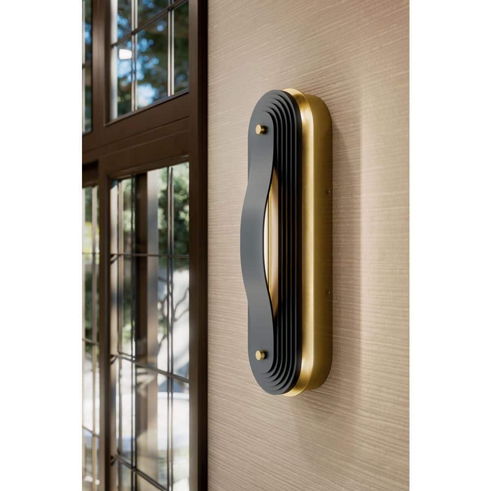 KICHLER Tauri 17.5 in. Small LED Wall Sconces in Lacquered Brass ...