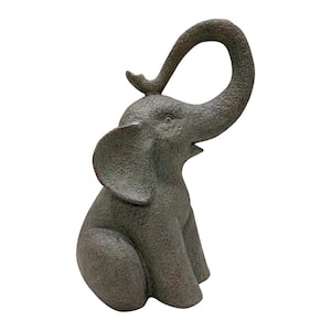 12.2 in. Good Luck Elephant Polyresin Garden Statue