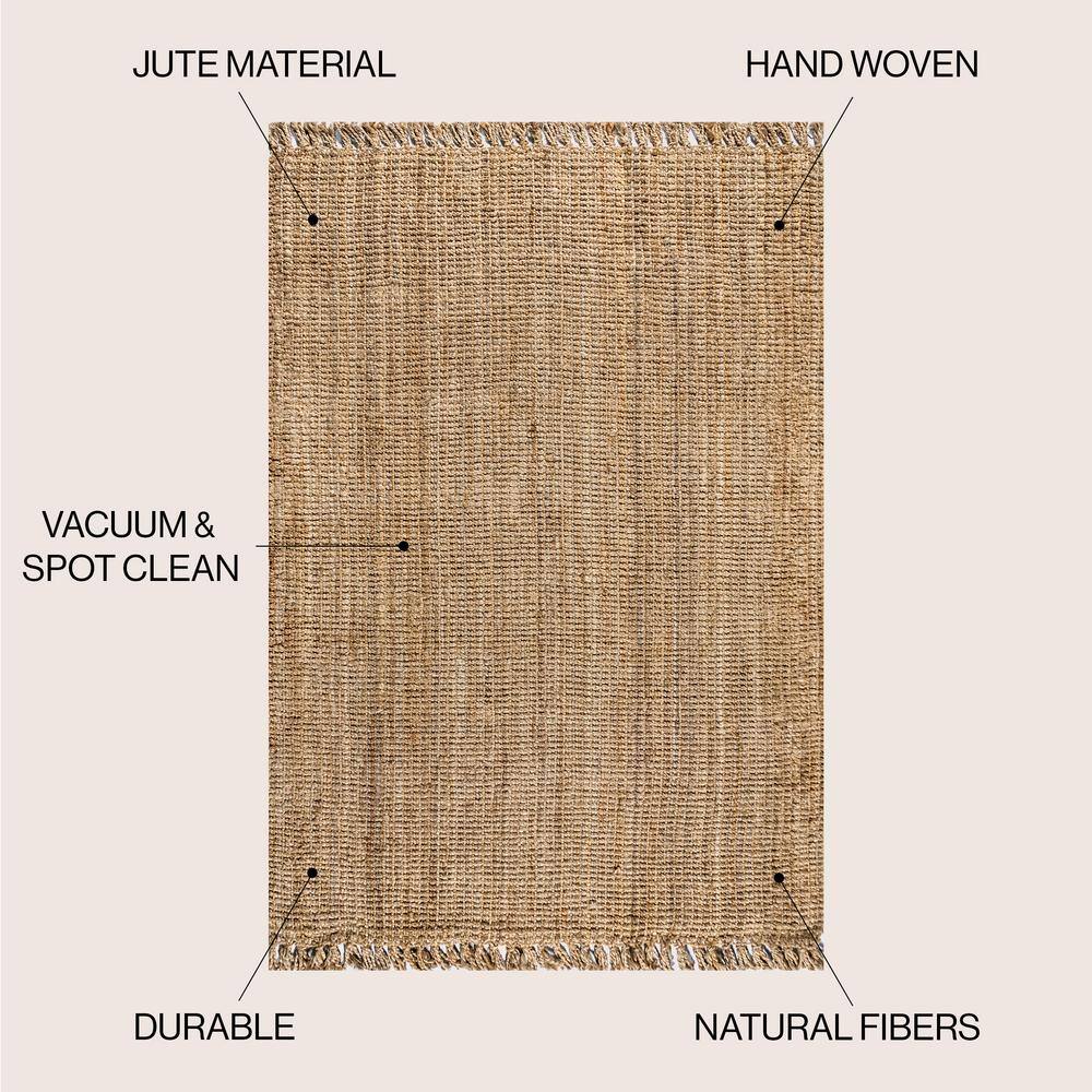 Ivory Handmade Braided Reversible Jute Area Rug