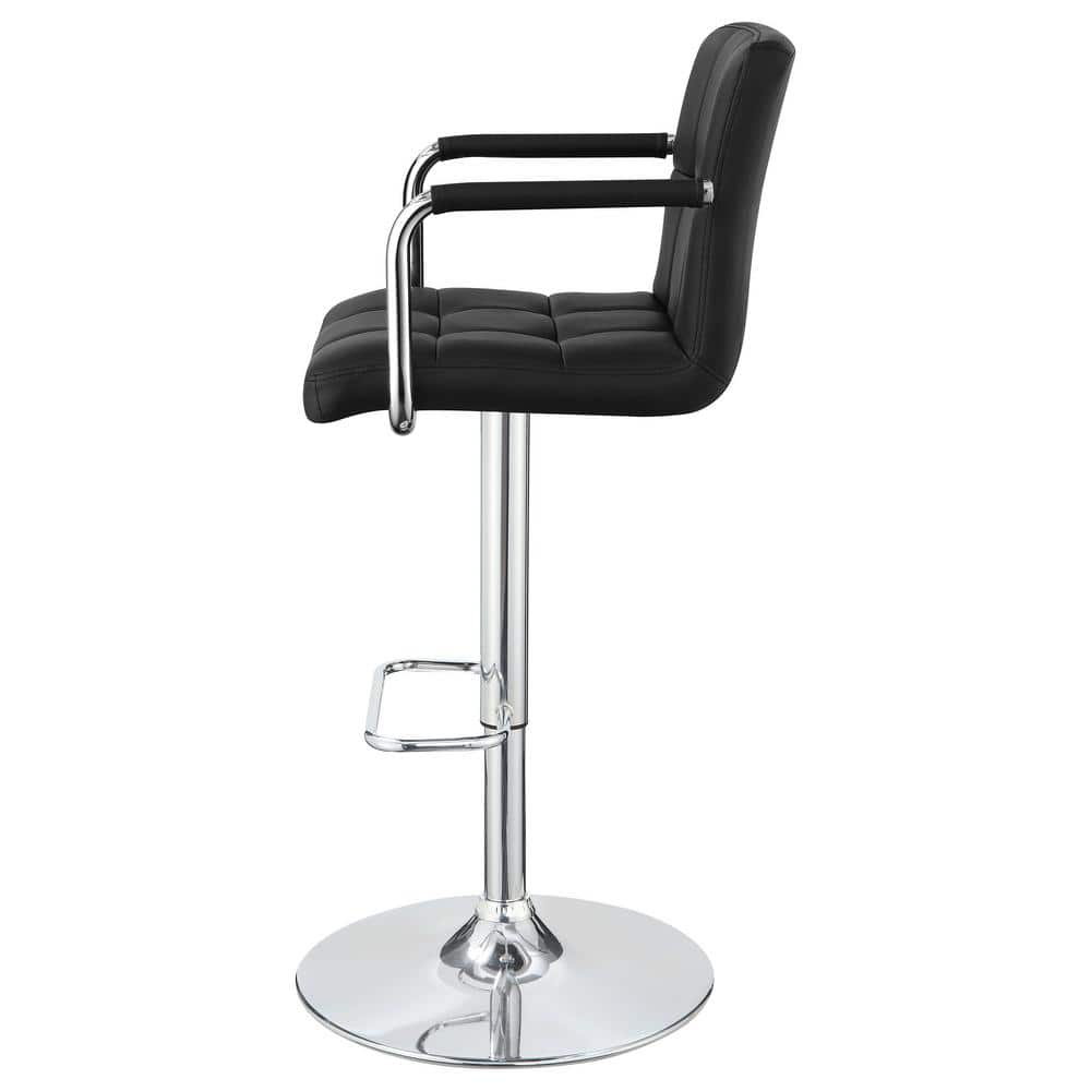 Adjustable Black Leatherette and Chrome Bar Stool
