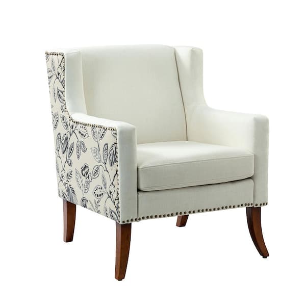 JAYDEN CREATION Gerry 29 in. Leaf Upholstered Fabric Arm Chair with Solid Wooden Legs