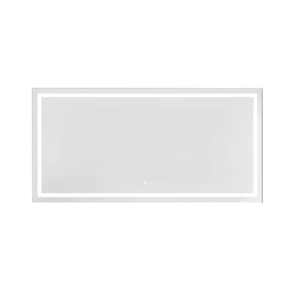 Unbranded 72- in. W x 36 in. H Rectangular Frameless Anti-Fog Wall Bathroom Vanity Mirror in Natural