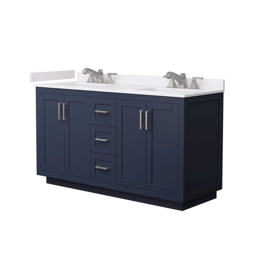 Miranda 60 in. Double Freestanding Dark Blue Bath Vanity with White Cultured Marble Top Assembled price history on PriceWatchPro