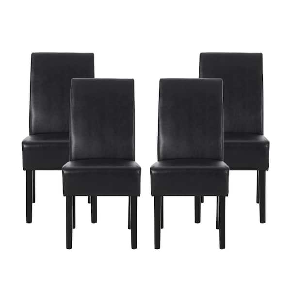 Monita Midnight Black Upholstered Faux Leather Dining Chair (Set of 4)