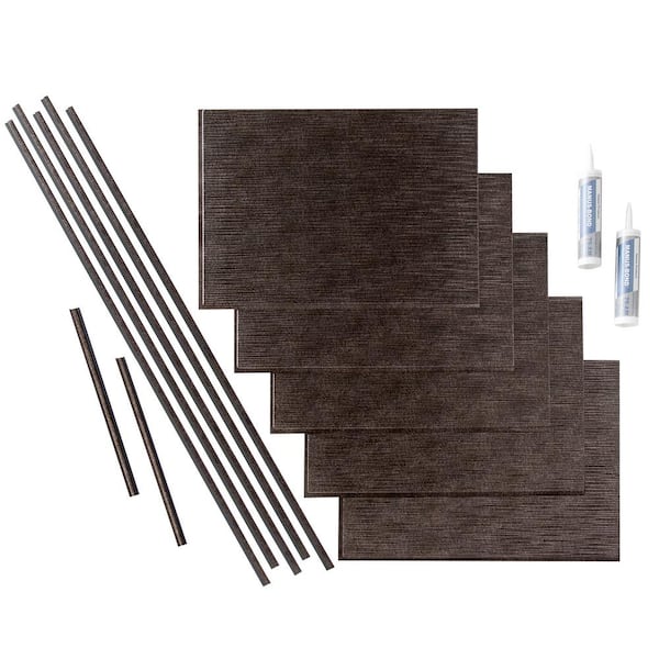 Fasade Ripple 18 in. x 24 in. Smoked Pewter Vinyl Decorative Wall Tile Backsplash 15 sq. ft. Kit