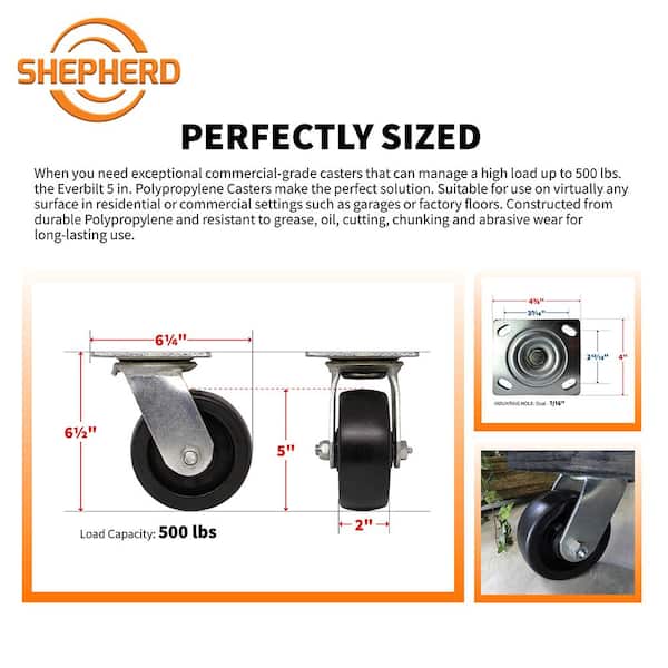 5 in. Poly Swivel Caster with 500 lb. Load Rating 5 in. Poly Swivel Caster with 500 lb. Load Rating