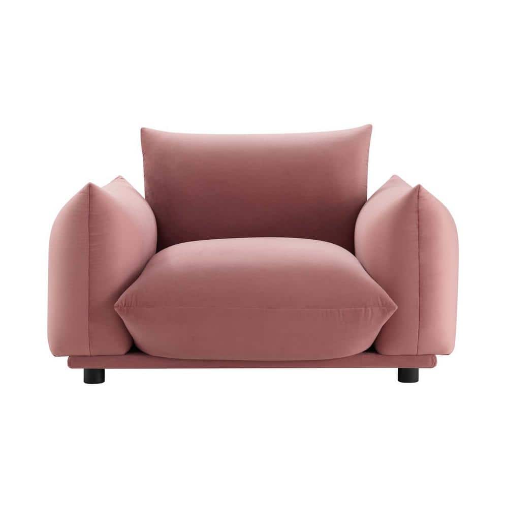 Dusty Rose Velvet Accent Chair with Manufactured Wood Frame