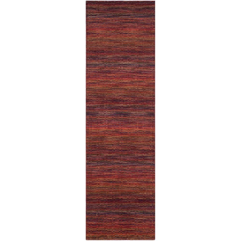 SAFAVIEH Himalaya Red/Multi 2 ft. x 8 ft. Solid Runner Rug HIM703A28