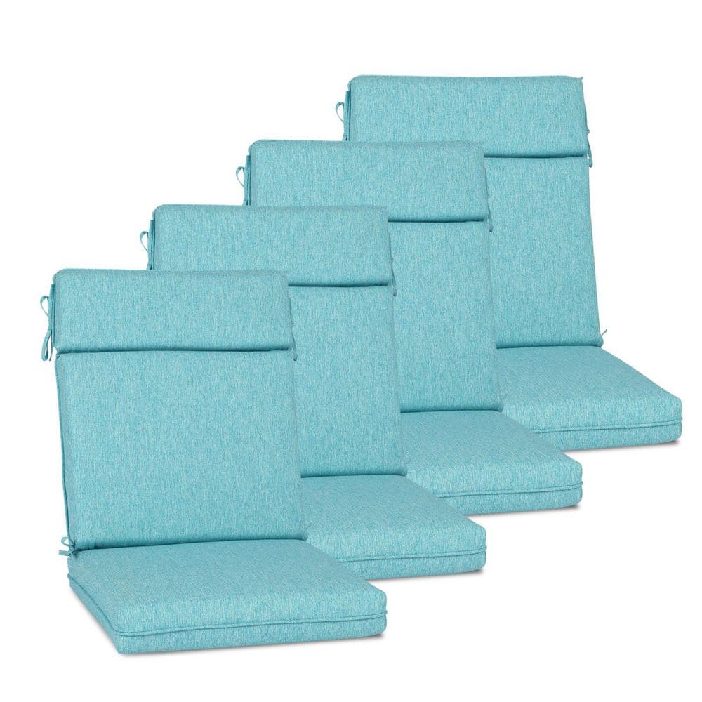 20 in. x 17 in. Outdoor High Back Dining Chair Cushion in Aruba Blue (4-Pack) price history on PriceWatchPro