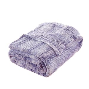 Charlie Purple Striped Polyester Throw Blanket