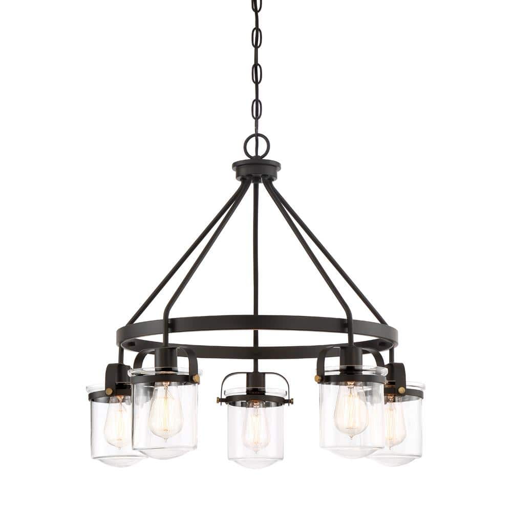 Jaxon 25" Bronze and Brass 5-Light Chandelier