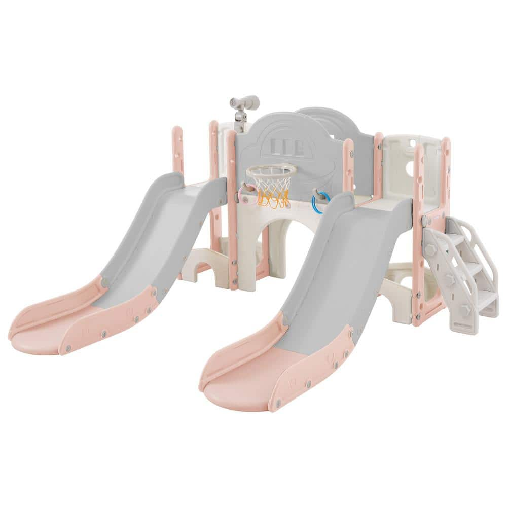 Pink and Grey HDPE Indoor and Outdoor Playset Small Kid with Telescope ...