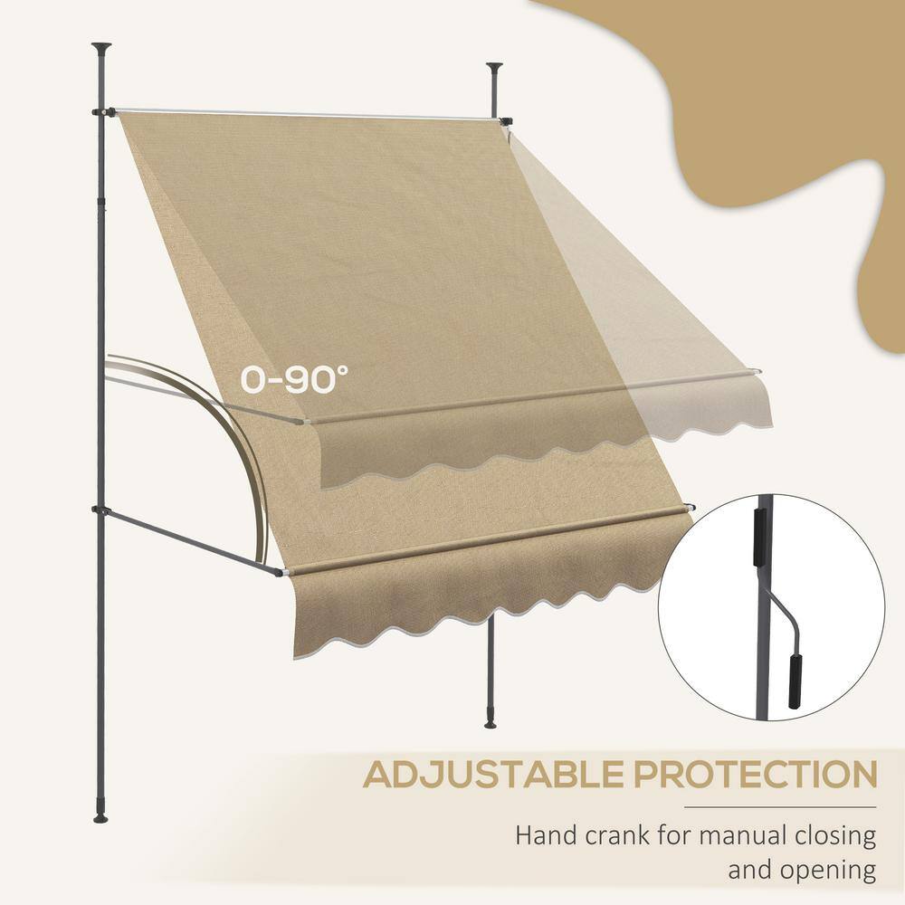 Beige Aluminum Frame Retractable Patio Awning for Door/Window