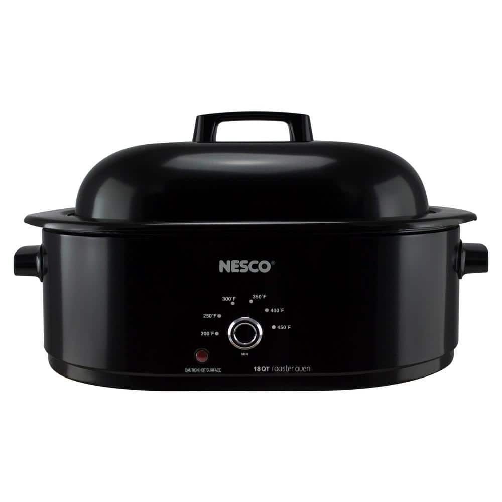 Nesco 18 qt. Black Roaster Oven with Porcelain Cookwell MWR18-13