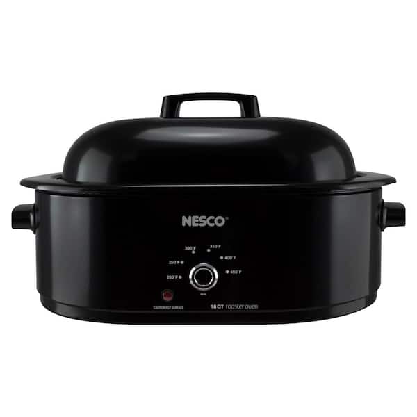 Nesco 18 qt. Black Roaster Oven with Porcelain Cookwell