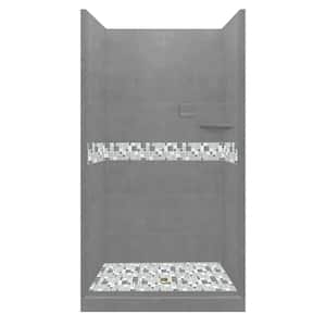 Newport 36 in. L x 36 in. W x 80 in. H Alcove Shower Kit with Shower Wall and Shower Pan in Wet Cement
