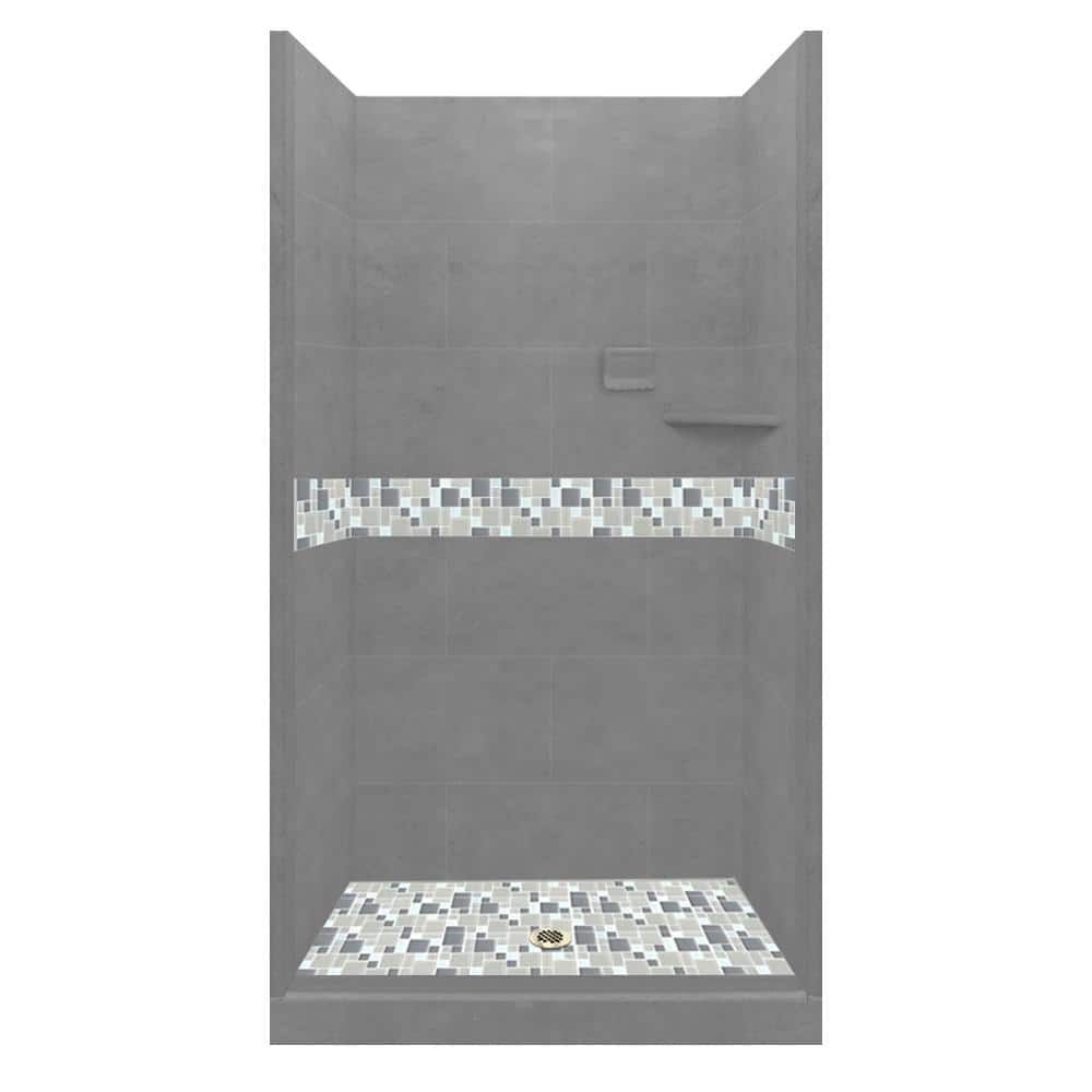 American Bath Factory Newport 54 in. L x 36 in. W x 80 in. H Alcove Shower Kit with Shower Wall