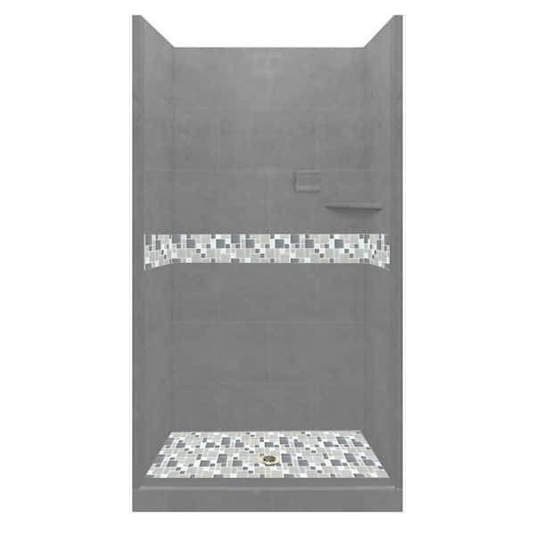 American Bath Factory Newport 42 in. L x 42 in. W x 80 in. H Alcove Shower Kit with Shower Wall and Shower Pan in Wet Cement