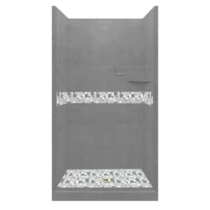 Newport 48 in. L x 36 in. W x 80 in. H Alcove Shower Kit with Shower Wall and Shower Pan in Wet Cement