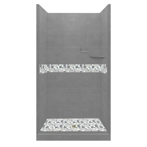 American Bath Factory Newport 48 in. L x 42 in. W x 80 in. H Alcove Shower Kit with Shower Wall and Shower Pan in Wet Cement