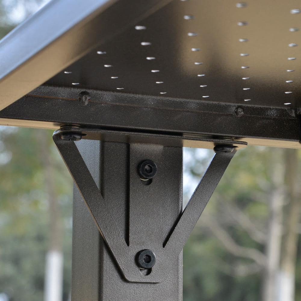 Brown Steel BBQ Grill Gazebo with Polycarbonate Roof and Side Shelves