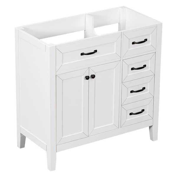 Unbranded 35.5 in. W x 17.7 in. D x 35 in. H Bath Vanity Cabinet without Top in White with Drawers, Solid Frame and MDF Board
