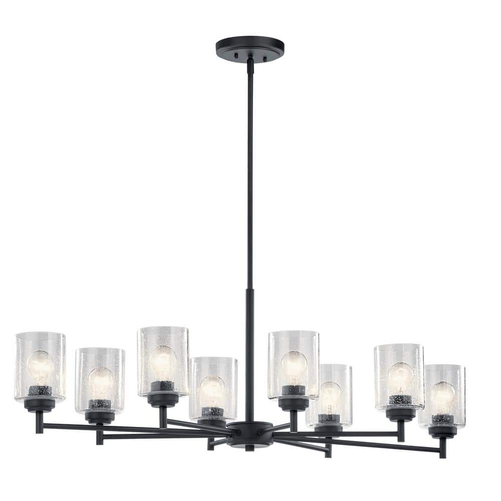 Winslow Black 44" Modern 8-Light Ceiling Chandelier