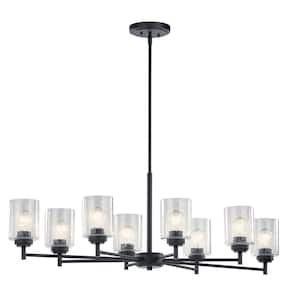 Winslow 8-Light Black Contemporary Shaded Oval Chandelier for Dining Room