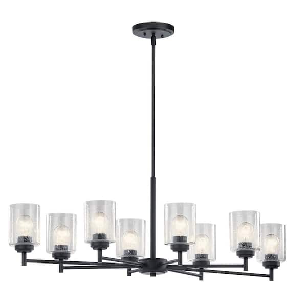 KICHLER Winslow 8-Light Black Contemporary Shaded Oval Chandelier for Dining Room