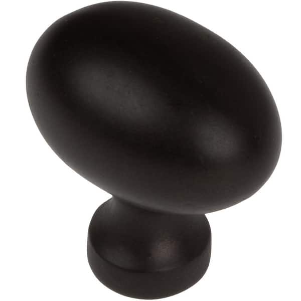 1-1/8 in. Dia Matte Black Classic Oval Cabinet Knob (10-Pack)