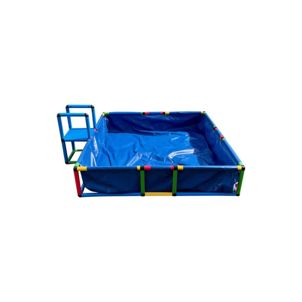 Funphix Buildable Blue Plastic Swimming Pool with Safety Steps