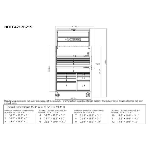 Husky 42 in. 12-Drawer 24.5 in. Deep Tool Chest/Rolling Cab Set