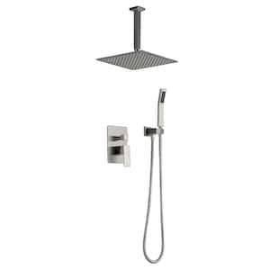 2-Spray Patterns with 0 in. 2.5 gpm in Wall Mount Fixed Shower Head in Brushed Nickel