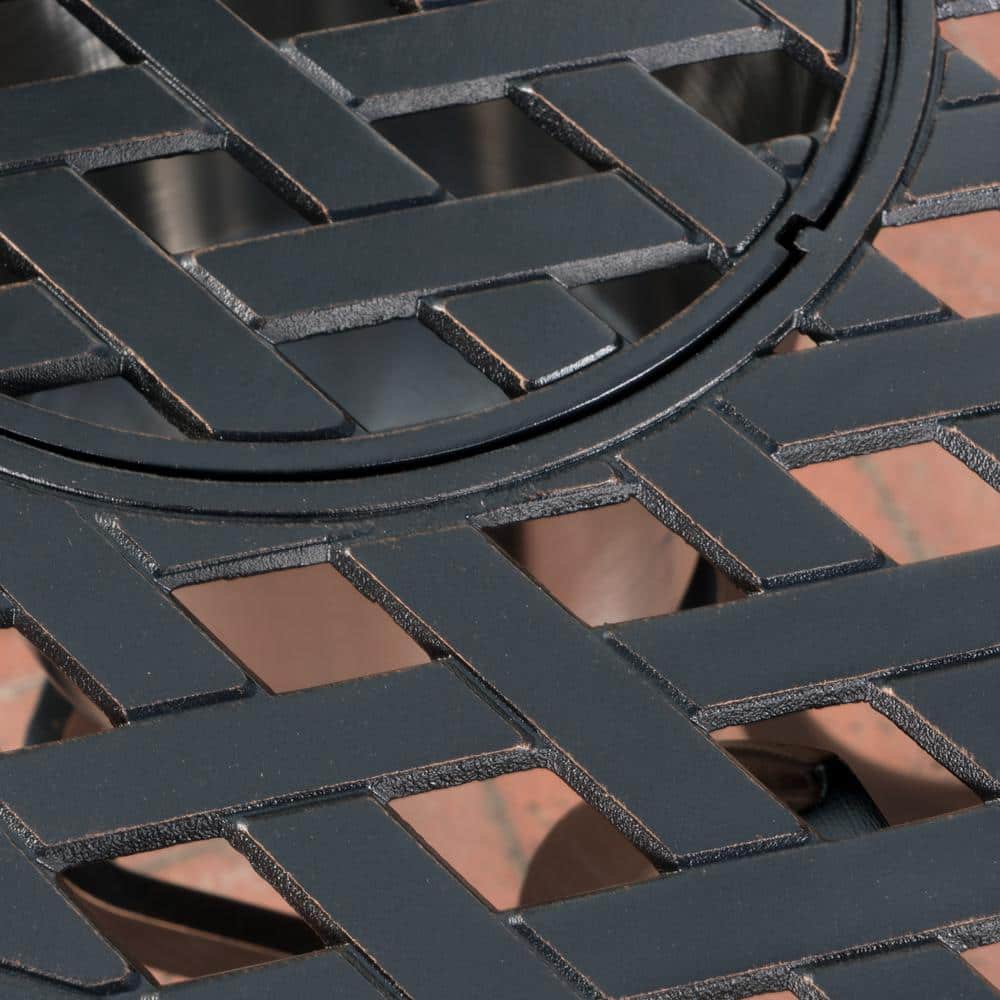 Ava Black Copper Cast Aluminum Outdoor Bistro Table with Ice Bucket