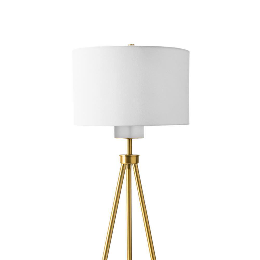 Contemporary White Tripod Floor Lamp with Fabric Shade