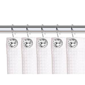 Shower Curtain Hooks for Bathroom, Rust Resistant Shower Curtain Hooks Rings, Crystal Design, Set of 12, Chrome