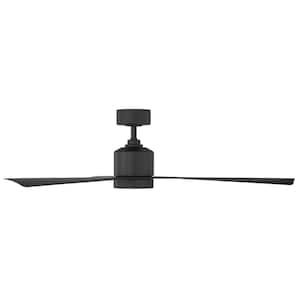 Lotus 54 in. Smart Indoor/Outdoor Matte Black 3-Blade Ceiling Fan + 3000K Integrated LED + Remote