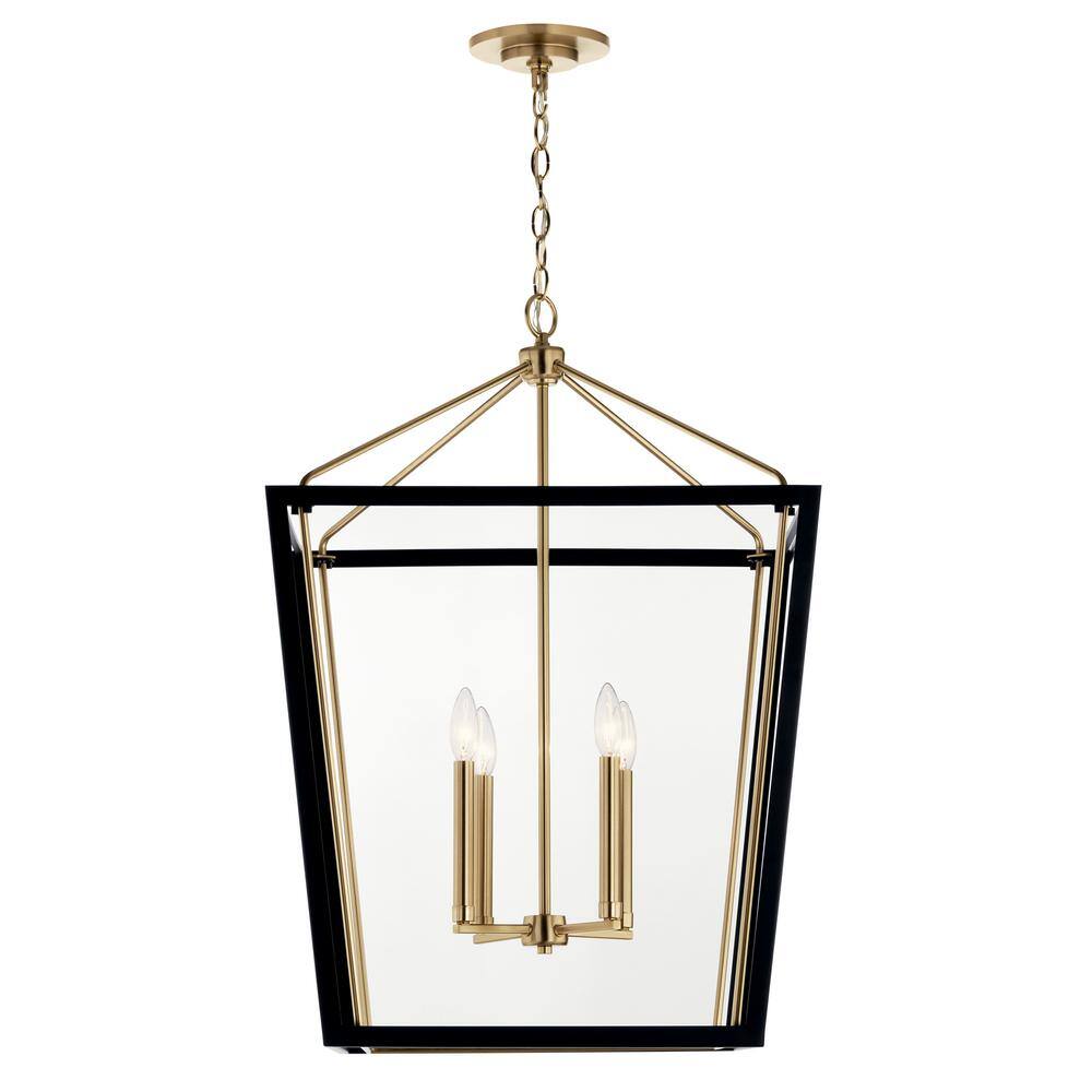 Delvin 31.75 Inch 4-Light Clear Glass Pendant in Champagne Bronze