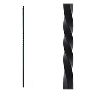 Stair Parts 44 in. x 1/2 in. Matte Black Single Twist Iron Baluster for Stair Remodel