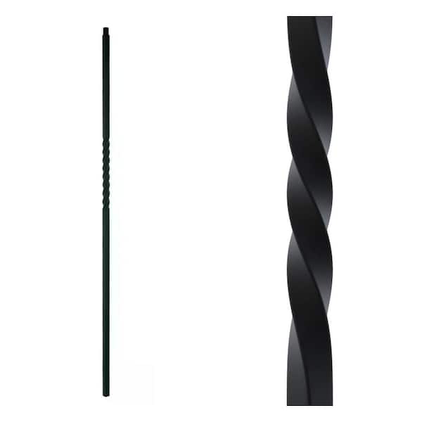 EVERMARK Stair Parts 44 in. x 1/2 in. Matte Black Single Twist Iron Baluster for Stair Remodel