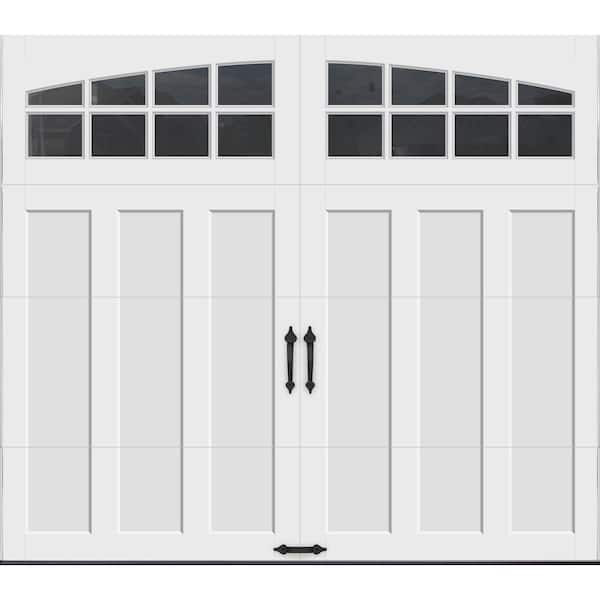 Coachman Linear Design 9 ft x 7 ft Insulated 9.0 R-Value White Garage Door with Arch Windows