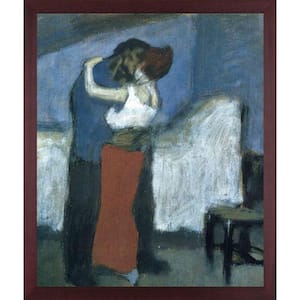 Embrace by Pablo Picasso Open Grain Mahogany Framed People Oil Painting Art Print 22.5 in. x 26.5 in.